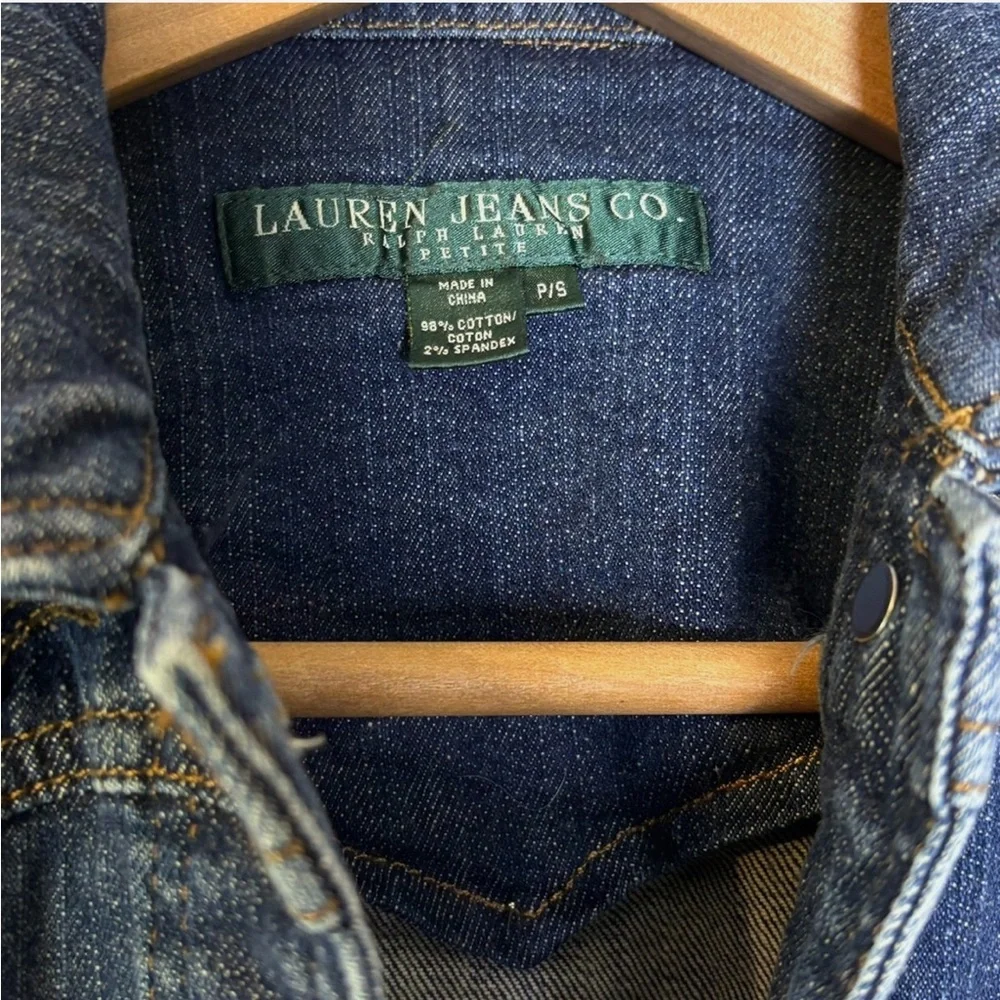 VTG Lauren Jeans Co. Ralph Lauren Jean Jacket Beaded Trucker Boho PS - Picture 7 of 7